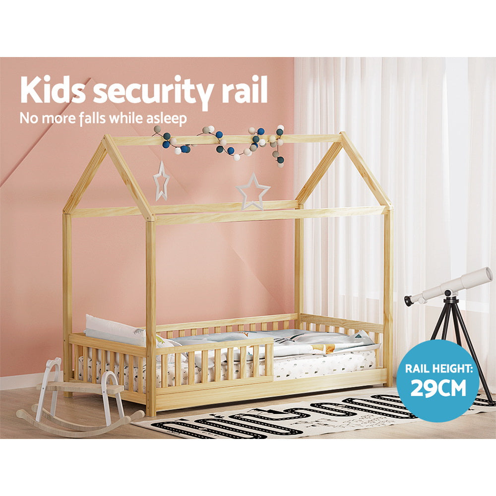 Rock Kids House Bed Frame Pine Wood Oak