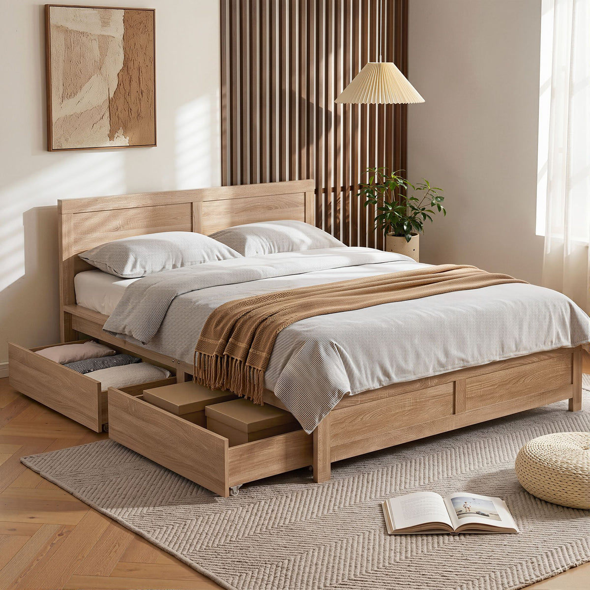 Artiss Queen Size Bed Frame with 2 Storage Drawers
