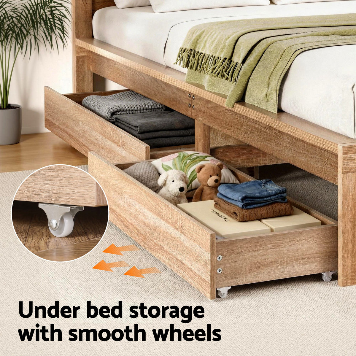 Artiss Queen Size Bed Frame with 2 Storage Drawers
