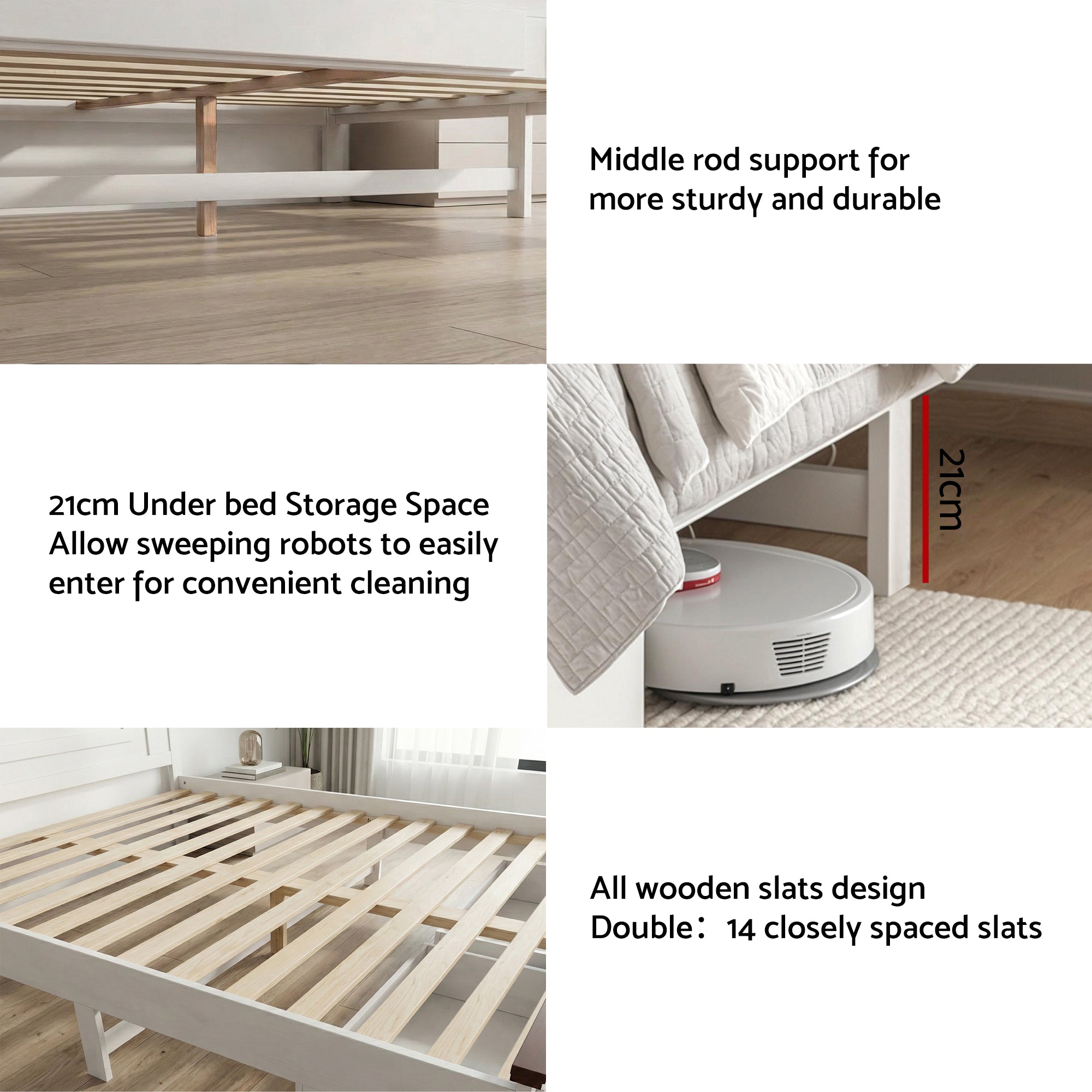 Artiss Queen Wooden Bed Frame with 2 Drawer Platform Bed with 108cm Solid High Headboard White Bed Base for Bedroom Easy Assembly