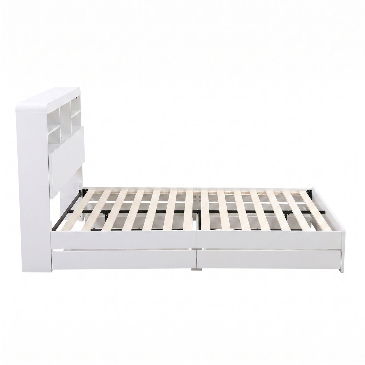 Artiss King Single Bed Frame with Storage, 4 Drawers, USB and Night Light White
