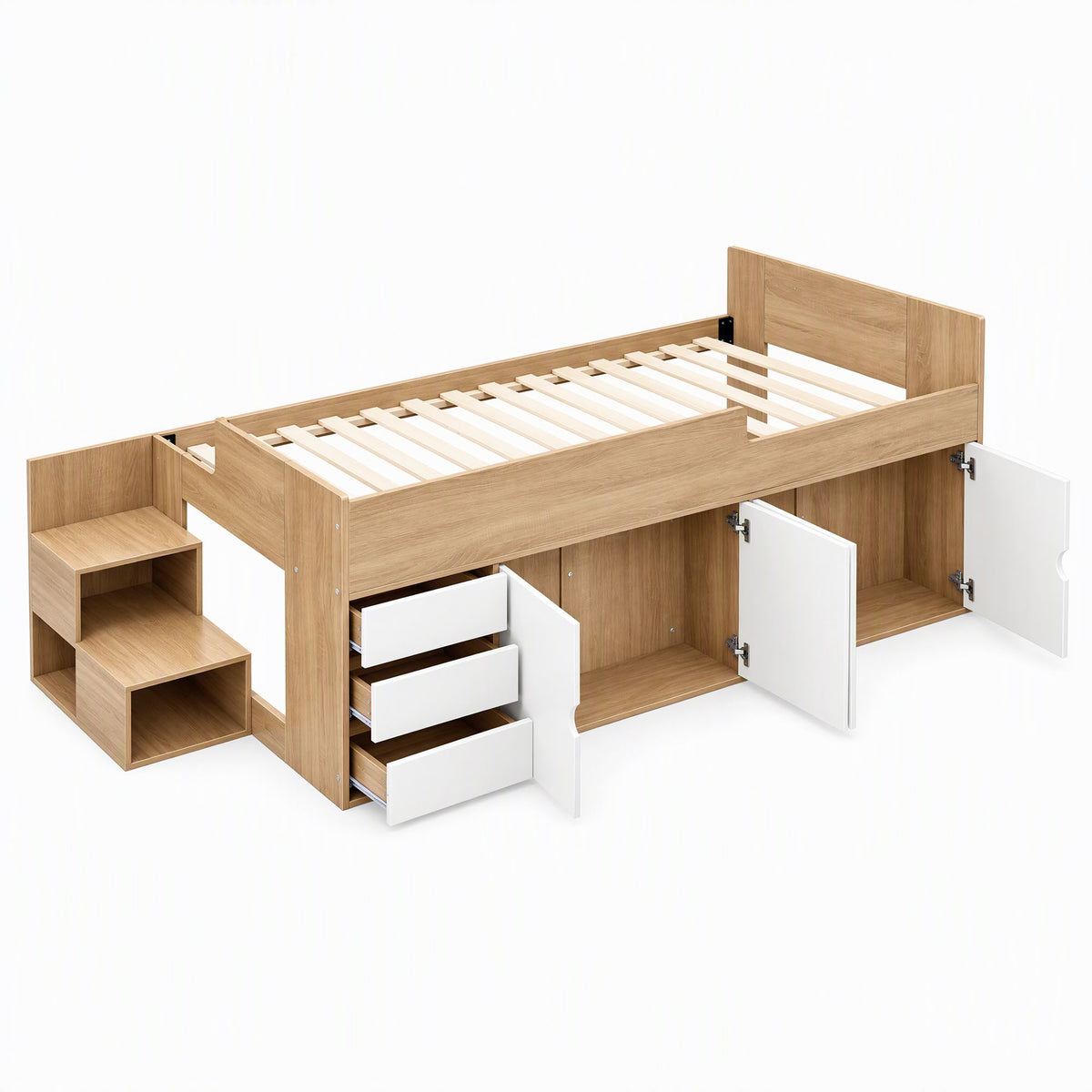 Artiss King Single Bed Frame with 3 Drawers and Two-Step Access