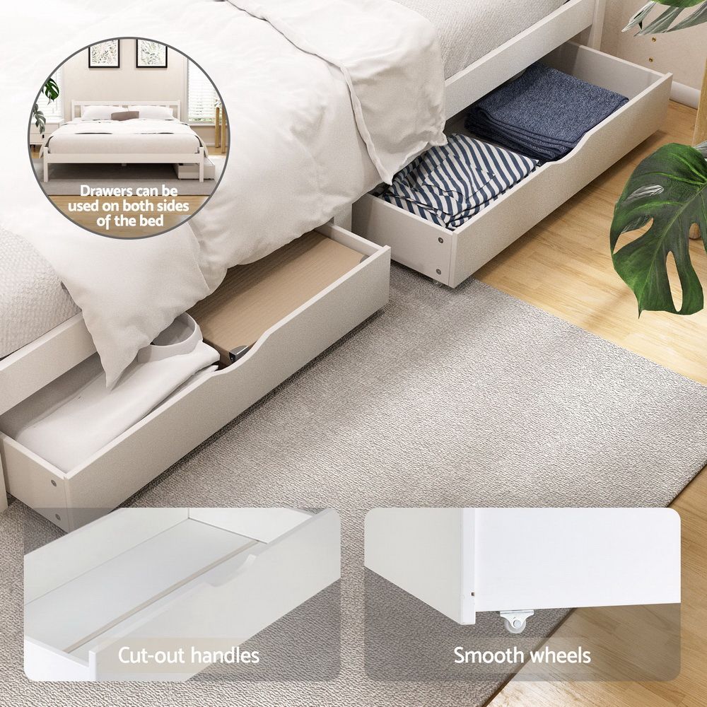 Sofie Double Bed Frame with 2 Storage Drawers White