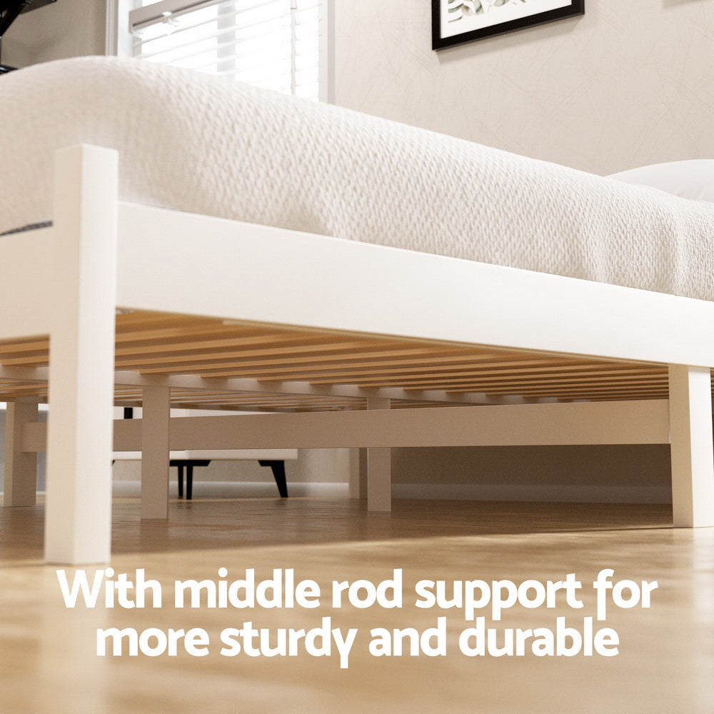 Sofie Double Wooden Platform Bed Frame 2 Storage Drawers White
