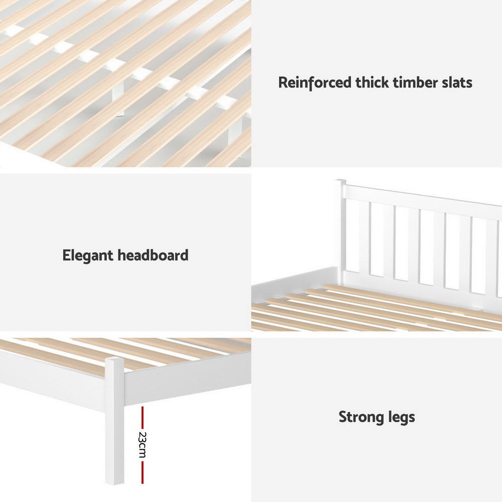 Sofie Double Wooden Platform Bed Frame 2 Storage Drawers White