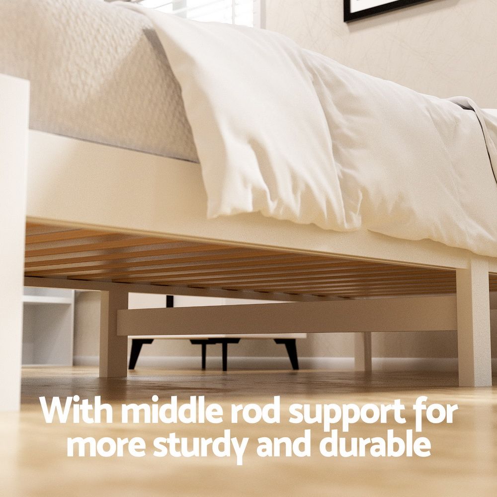 Sofie Single Platform Bed Frame with 2 Storage Drawers White