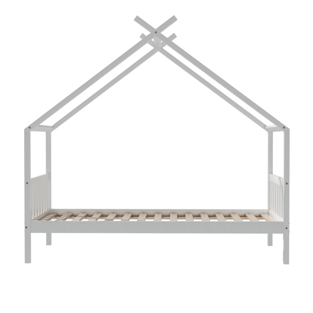 Artiss Kids Single House Bed Frame Wooden Base White