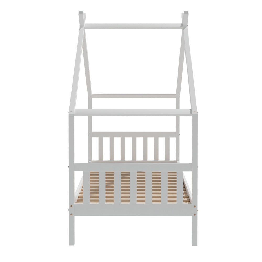 Artiss Kids Single House Bed Frame Wooden Base White