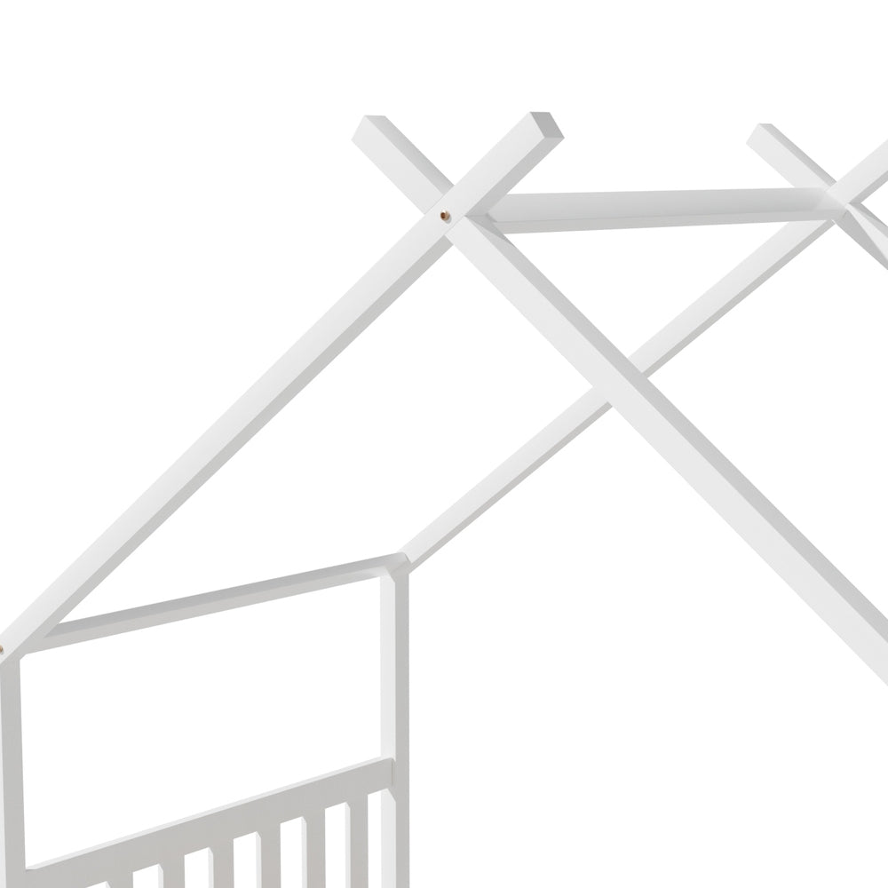 Artiss Kids Single House Bed Frame Wooden Base White