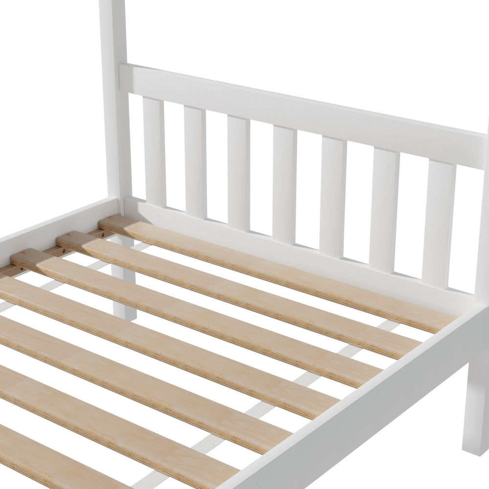 Artiss Kids Single House Bed Frame Wooden Base White
