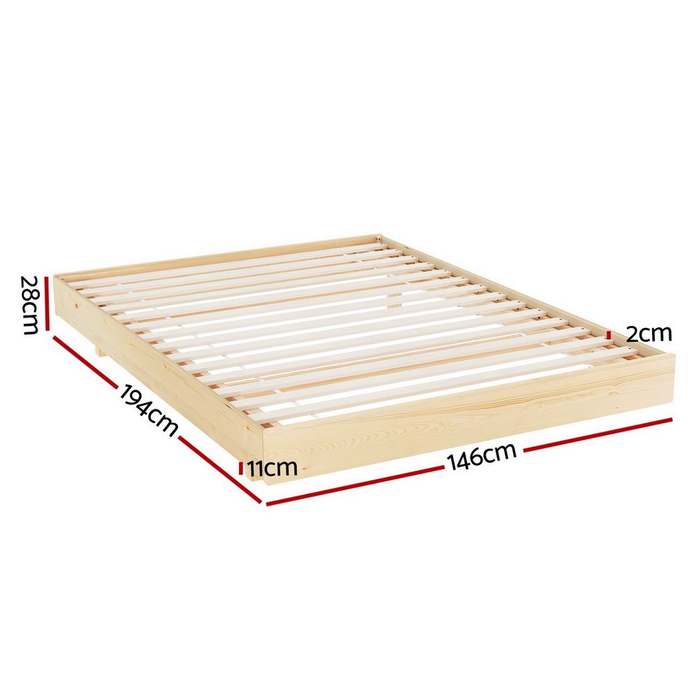 Odin Double Bed Frame Floating Wooden Mattress Base Platform Timber