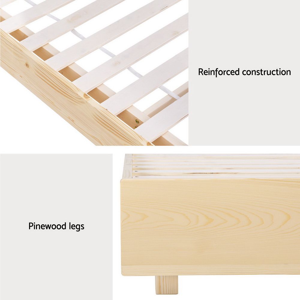 Odin Double Bed Frame Floating Wooden Mattress Base Platform Timber