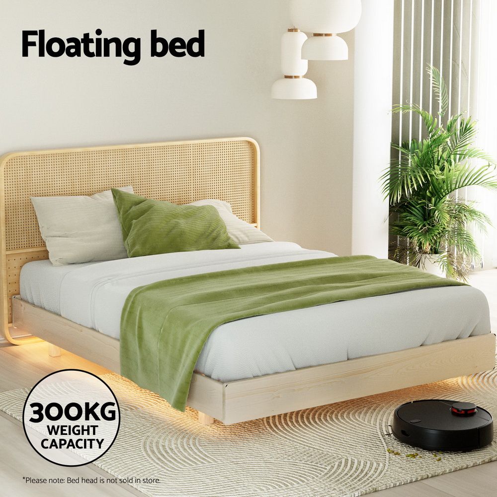 Odin Queen Floating Bed Frame Wooden Platform Base