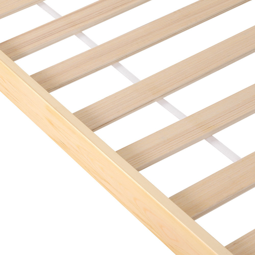 RITA Queen Bed Frame Rattan Wooden Pine