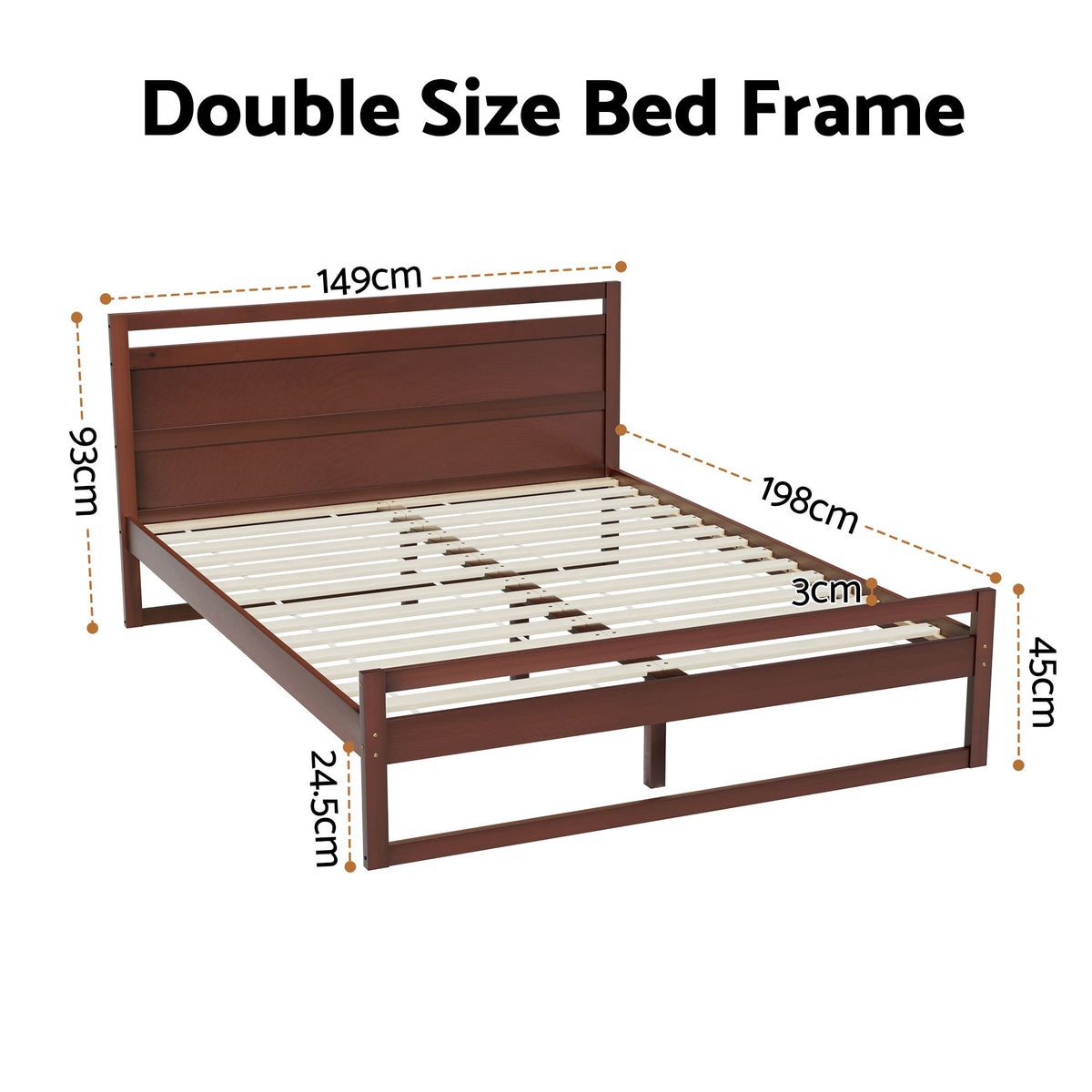 Witton Double Size Pinewood Bed Frame Walnut