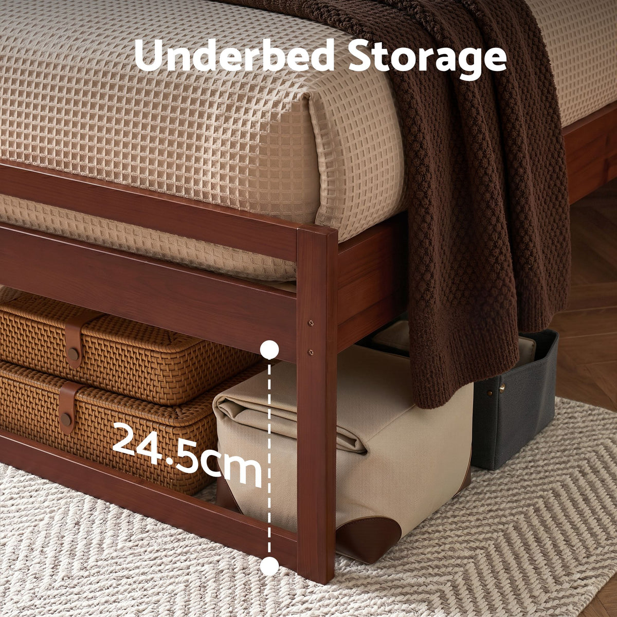 Witton Double Size Pinewood Bed Frame Walnut