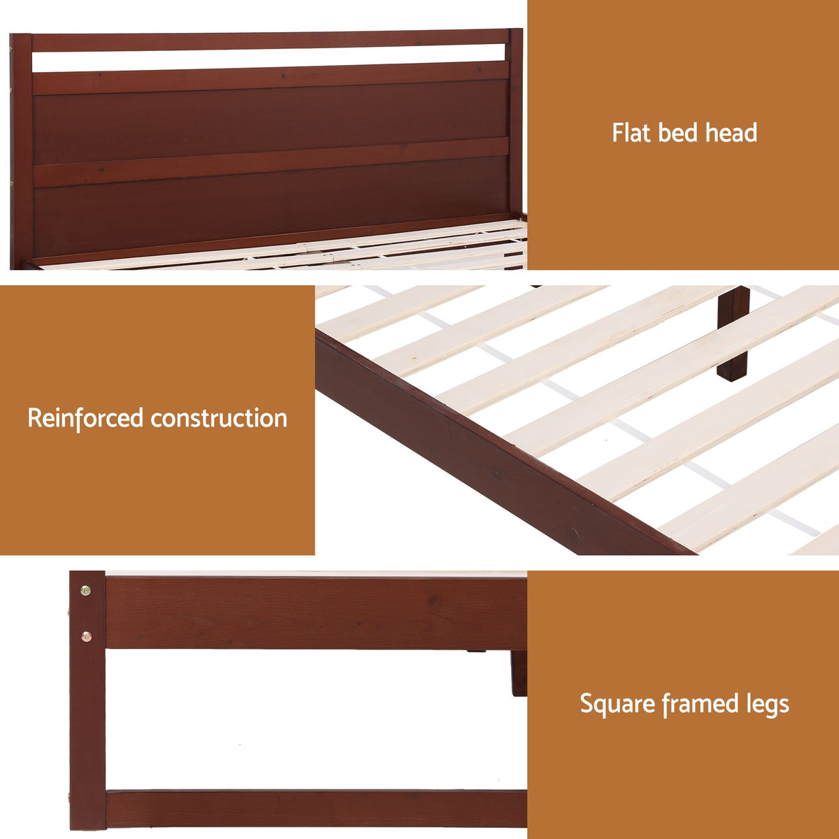 Witton Double Size Pinewood Bed Frame Walnut