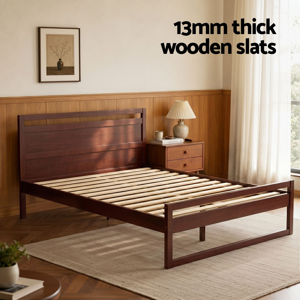 Witton Double Size Pinewood Bed Frame Walnut