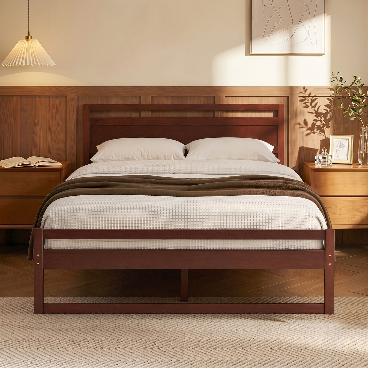 Witton Double Size Pinewood Bed Frame Walnut