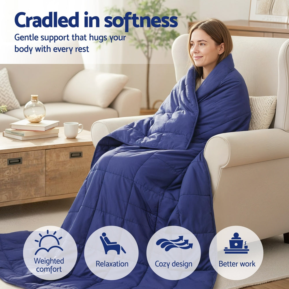 Giselle 11KG Adults Size Anti Anxiety Weighted Blanket Gravity Blankets Royal Blue