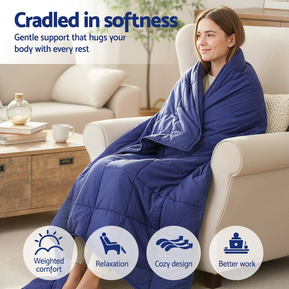 Giselle 6.8kg Adults Size Anti Anxiety Weighted Blanket Gravity Blankets Royal Blue