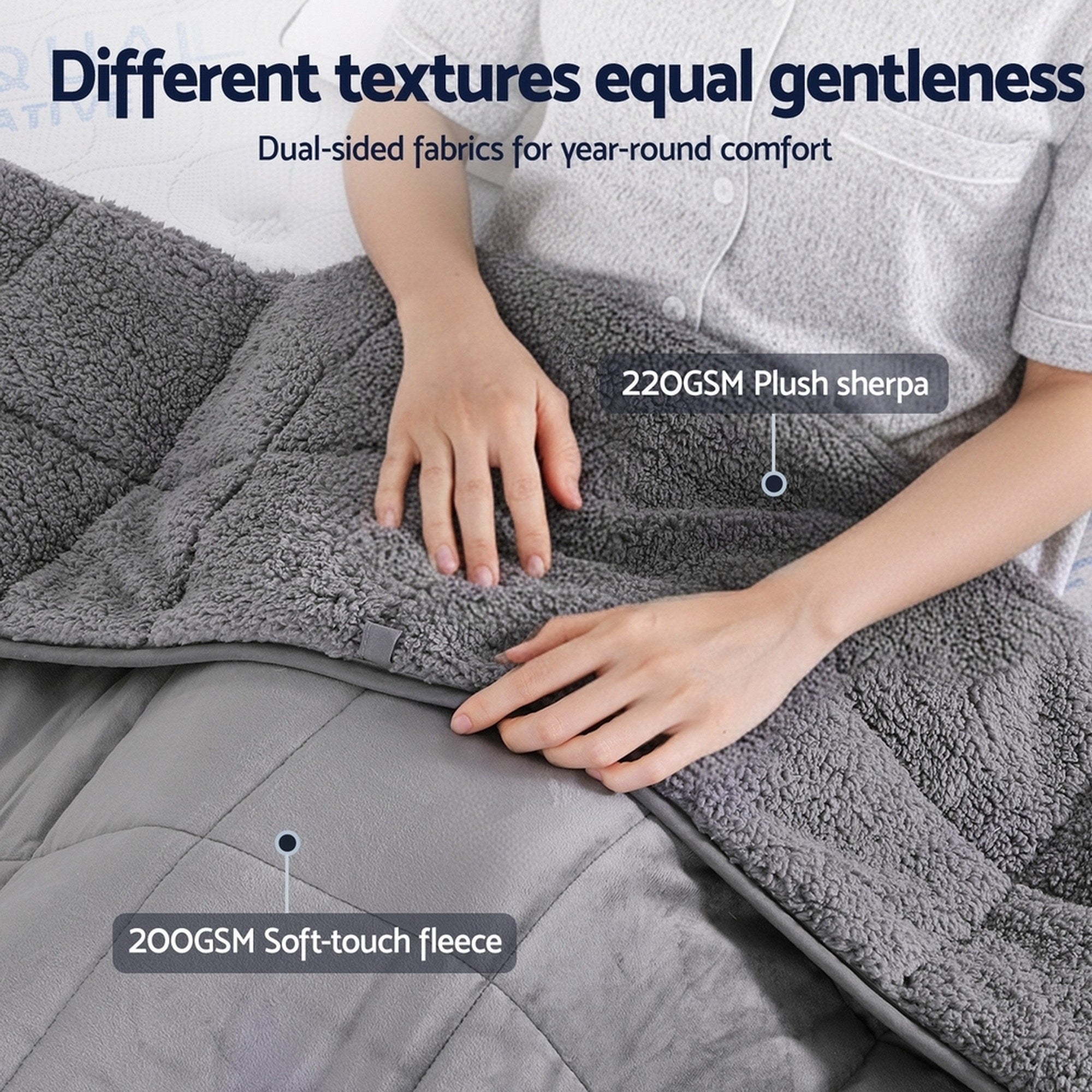 Giselle Bedding Weighted Blanket Fleece Sherpa Heavy Blanket 4.5KG
