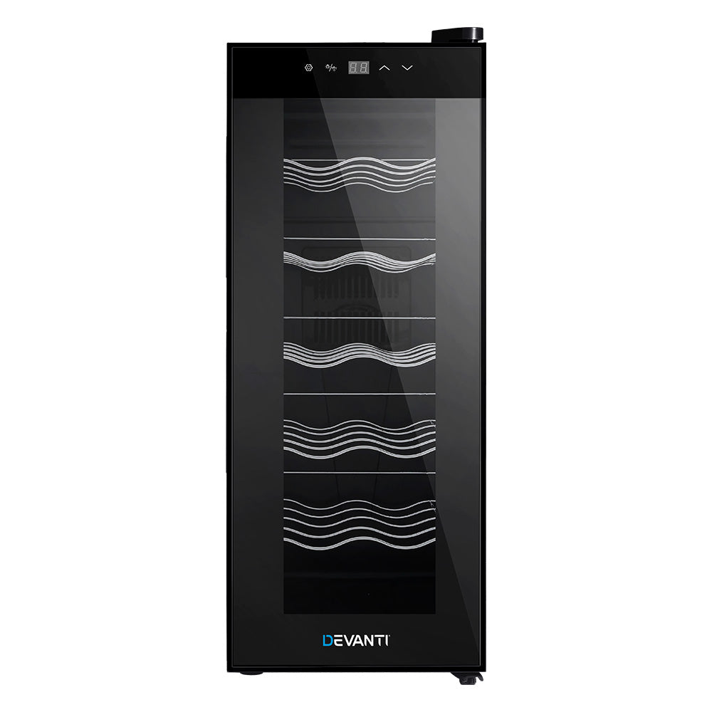 Devanti 12-Bottle Wine Fridge Cooler Black