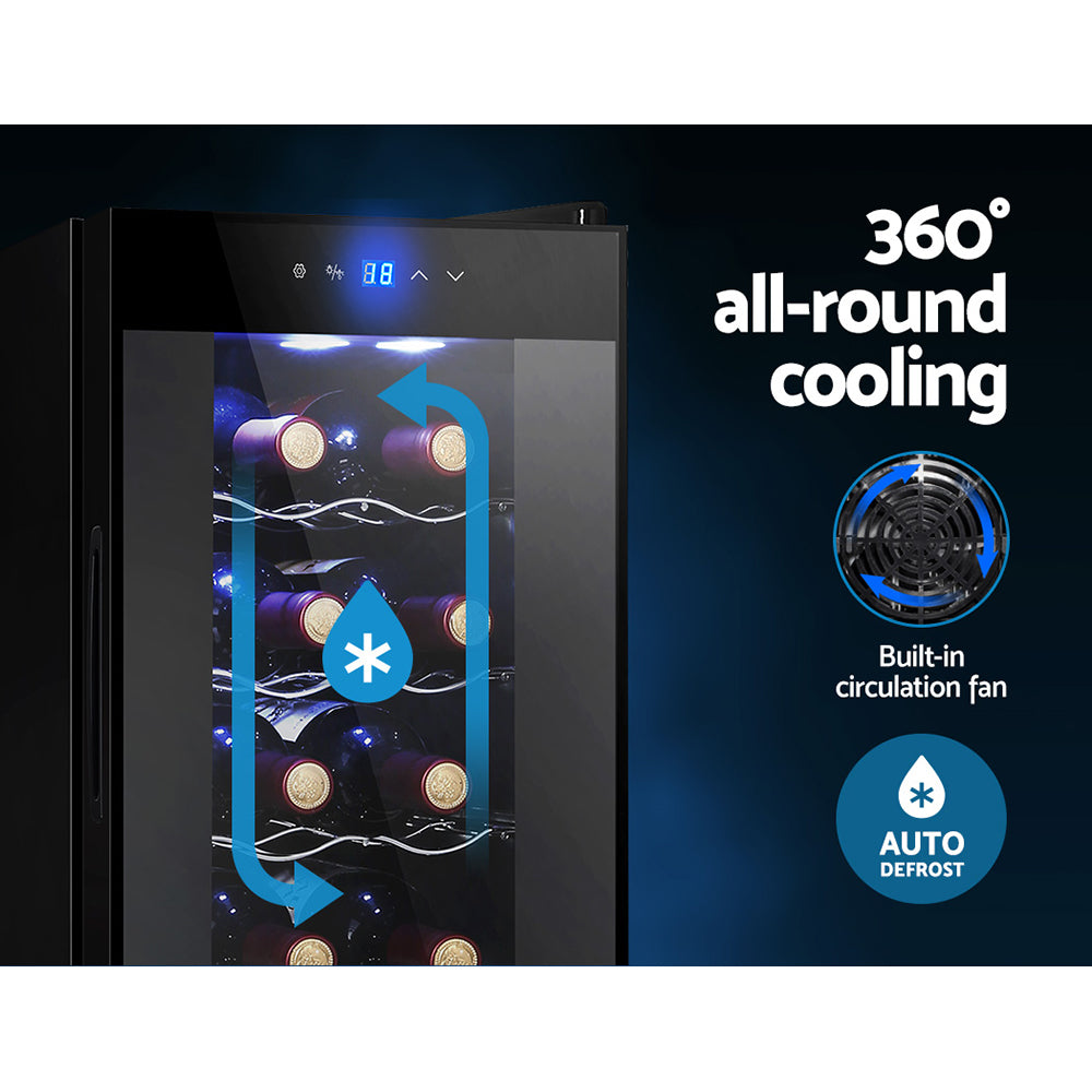 Devanti 12-Bottle Wine Fridge Cooler Black