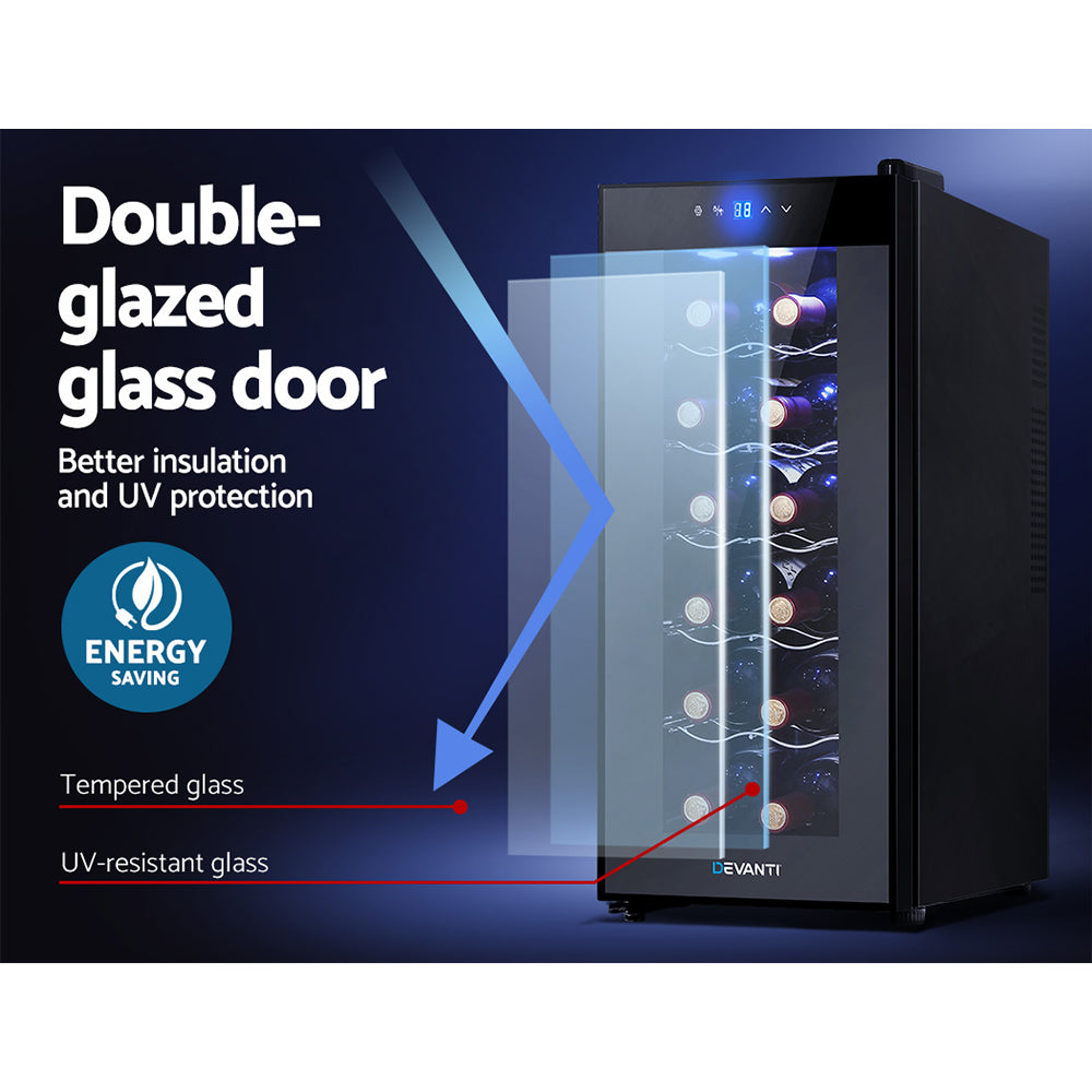 Devanti 12-Bottle Wine Fridge Cooler Black