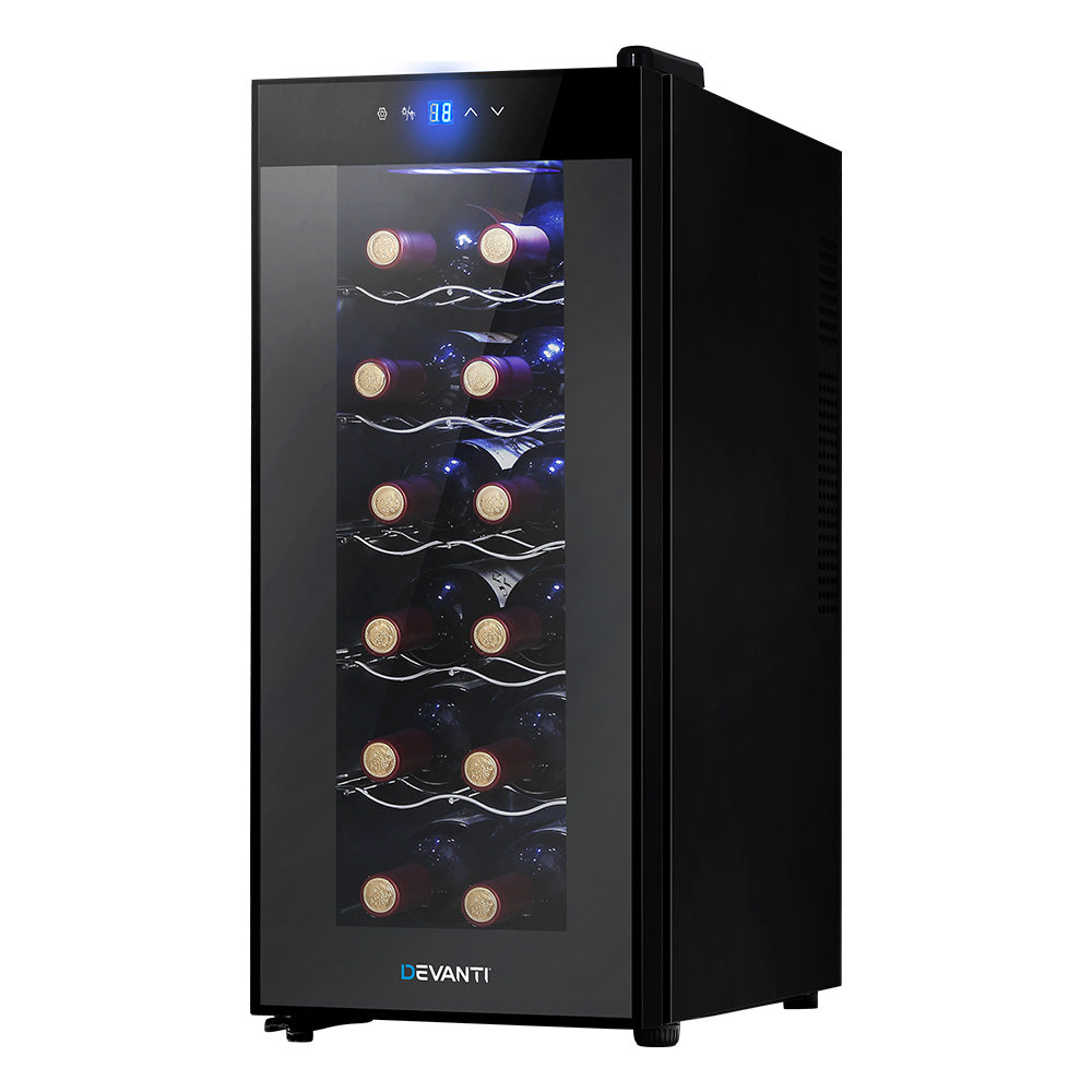 Devanti 12-Bottle Wine Fridge Cooler Black