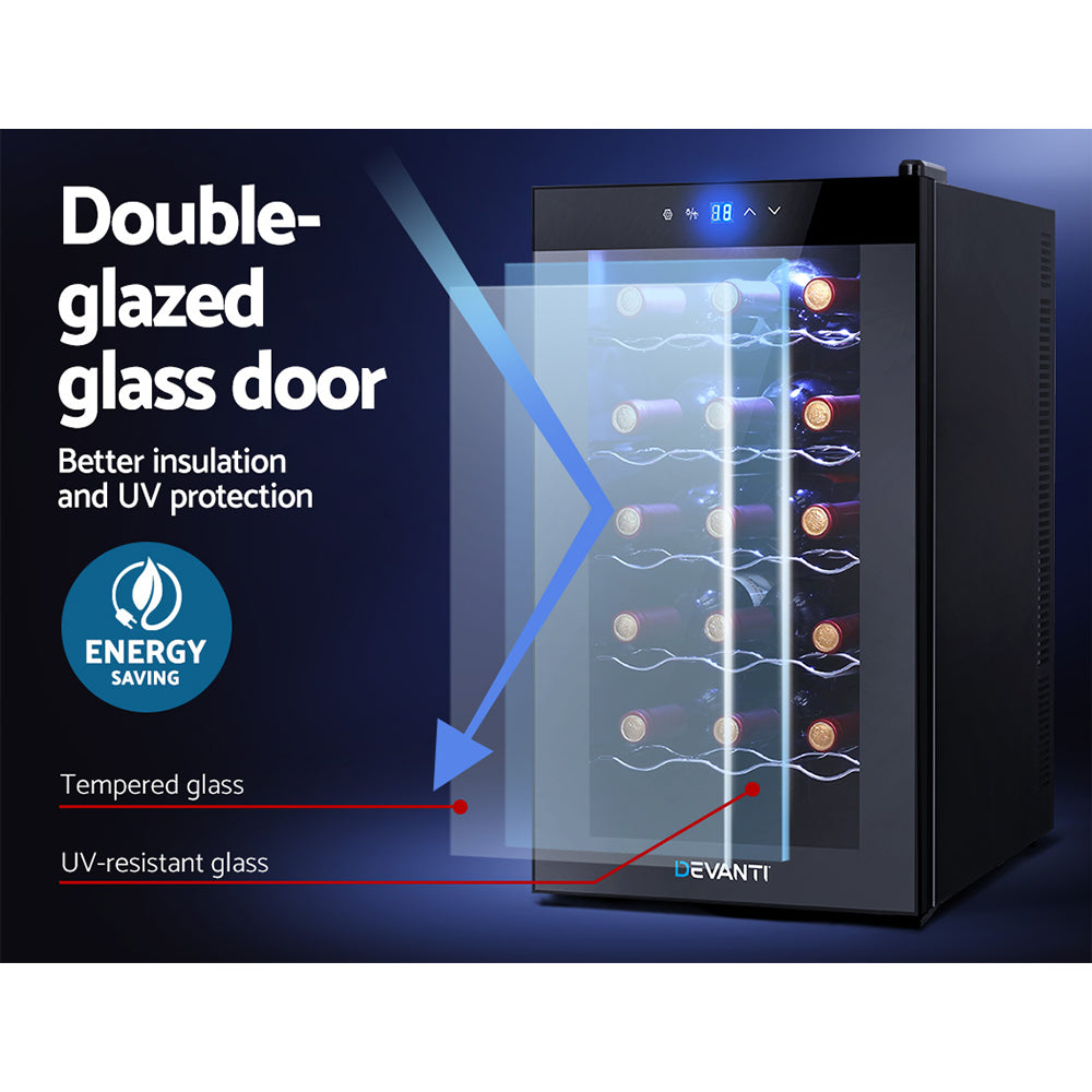 Devanti 18-Bottle Wine Fridge Thermoelectric Black