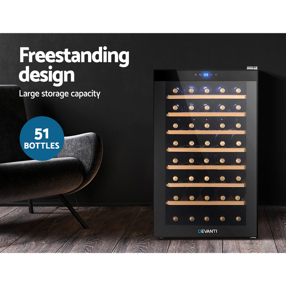 Devanti 51-Bottle Wine Fridge Cooler Black