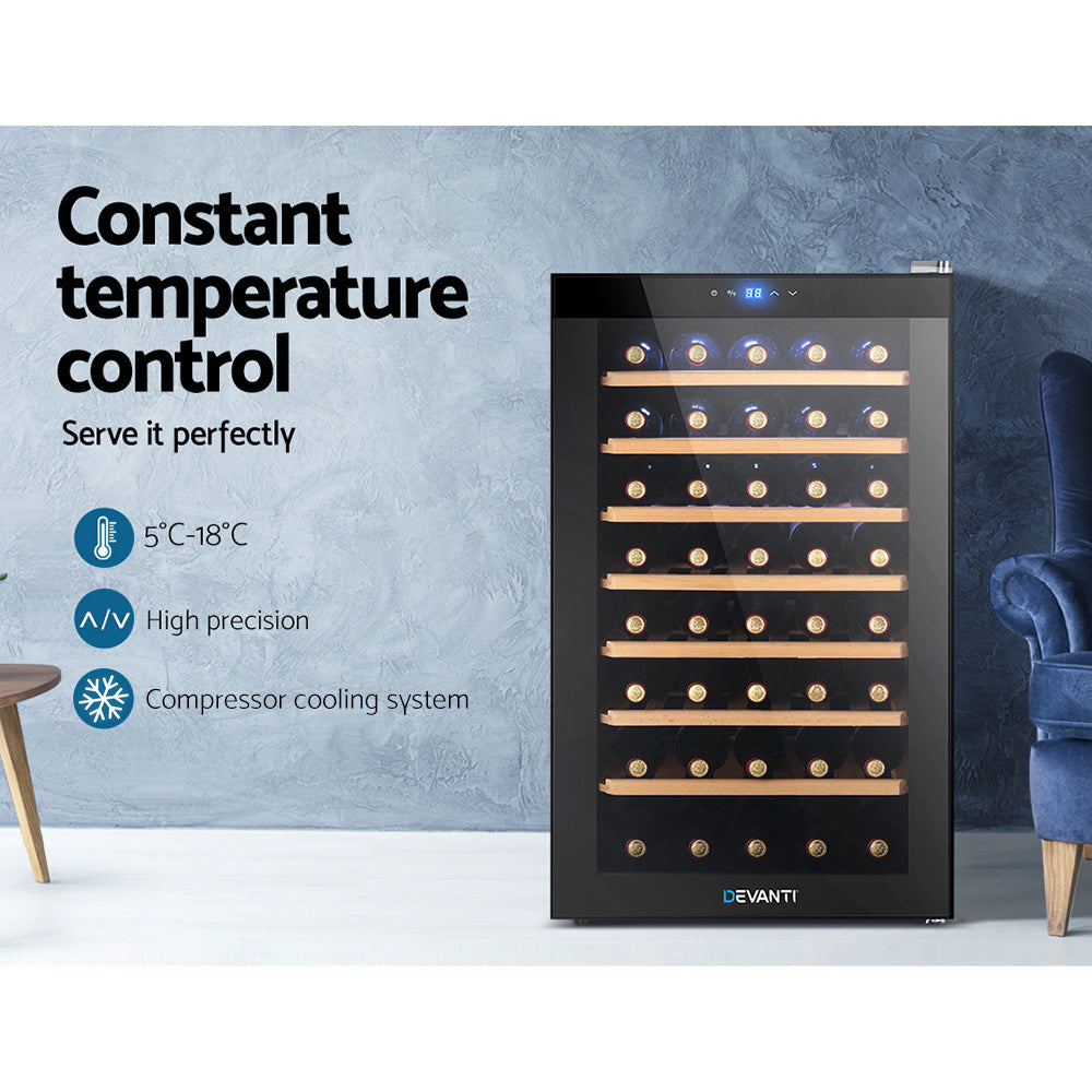 Devanti 51-Bottle Wine Fridge Cooler Black