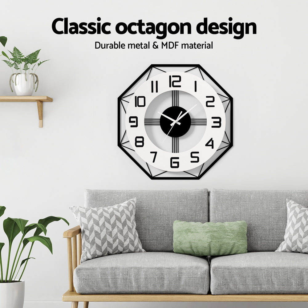 Large Metal Wall Clock, Octagon Design, 60CM - Artiss