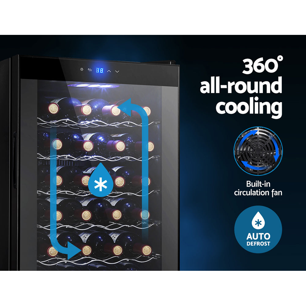 Devanti 28-Bottle Wine Fridge Cooler Black