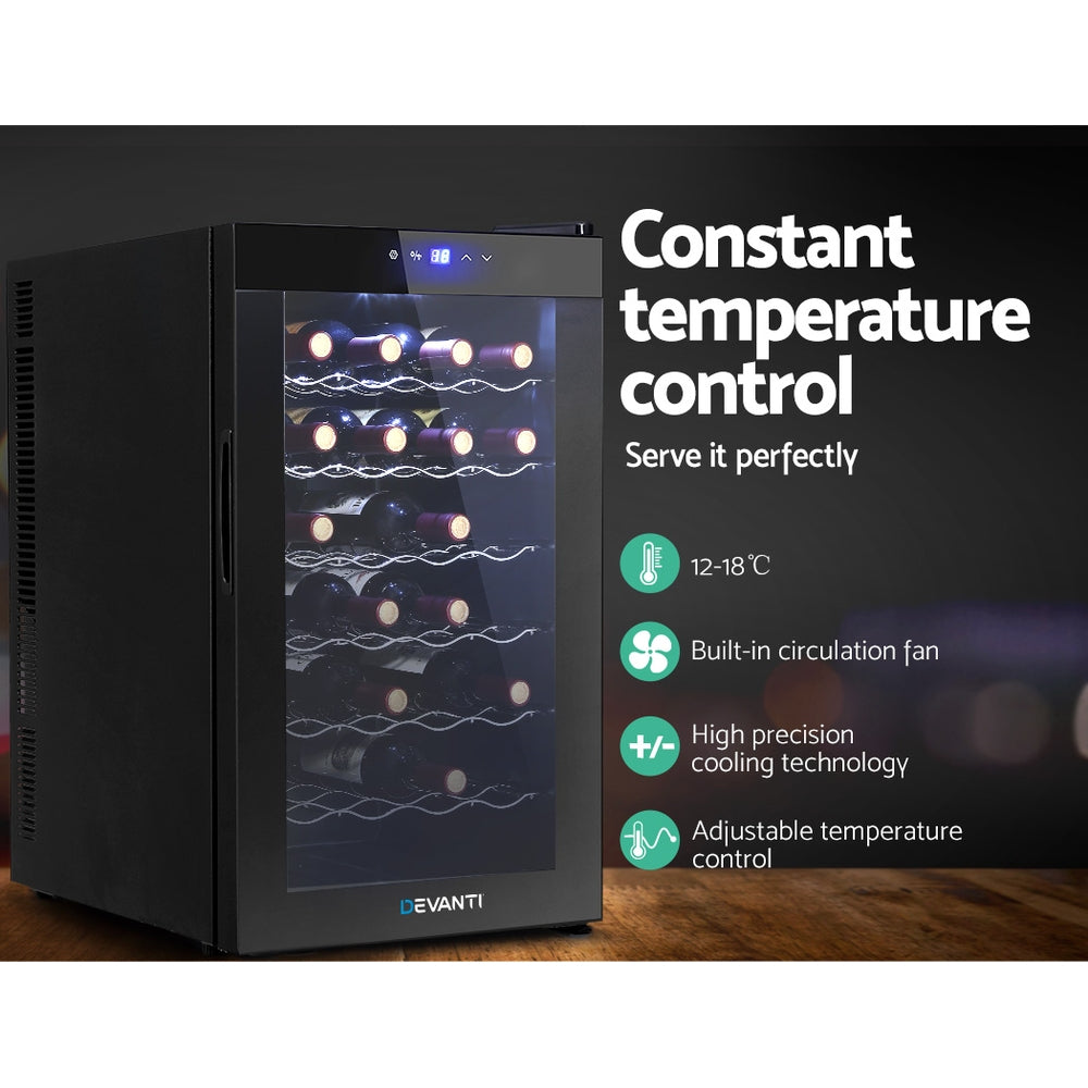 Devanti 28-Bottle Wine Fridge Cooler Black