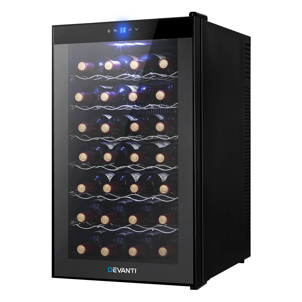 Devanti 28-Bottle Wine Fridge Cooler Black