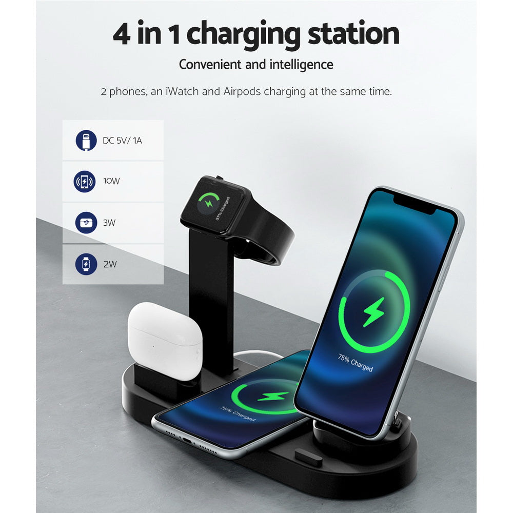 Devanti 4-in-1 Wireless Charger Dock Black