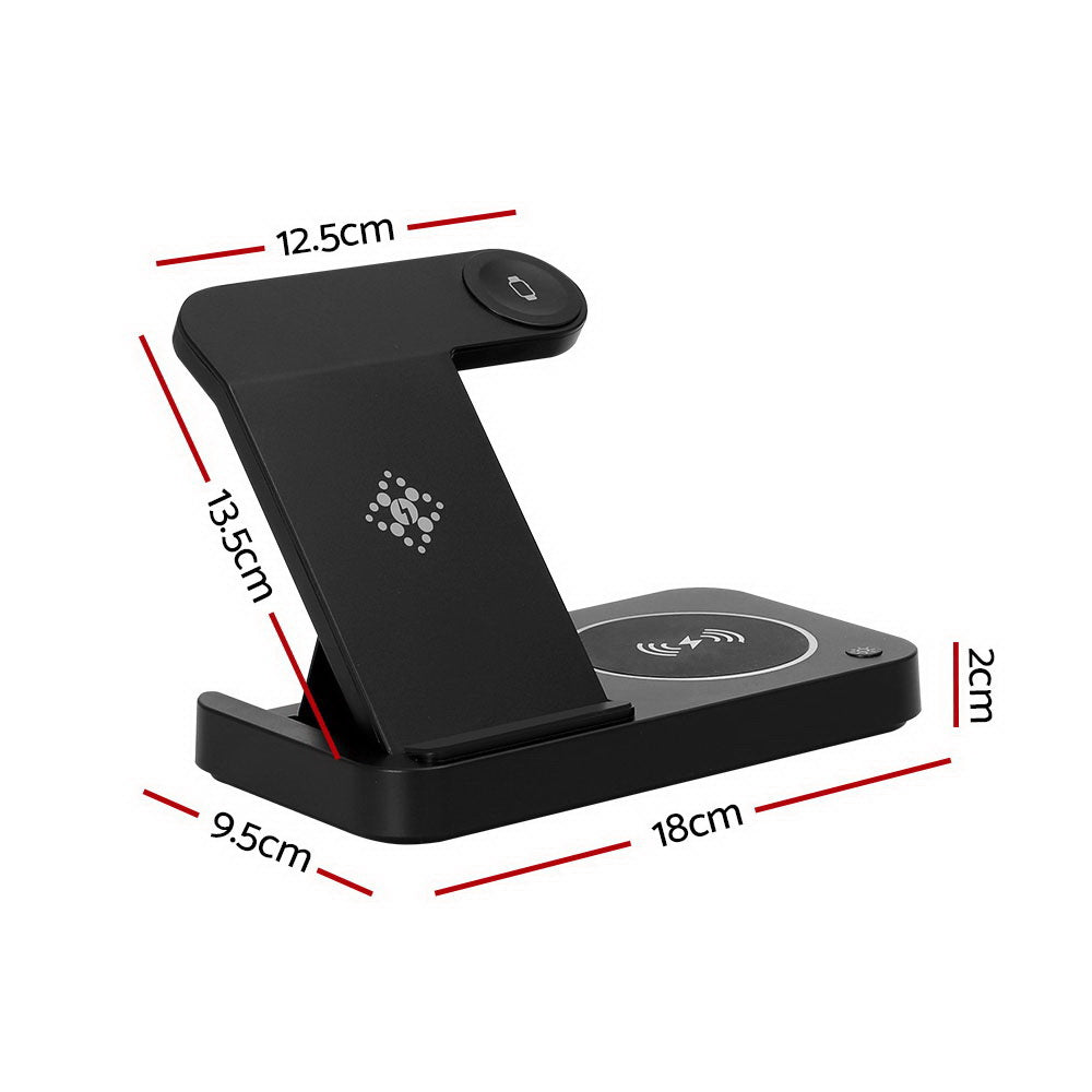 Devanti 4-in-1 Wireless Charger Station Fast Charging Black