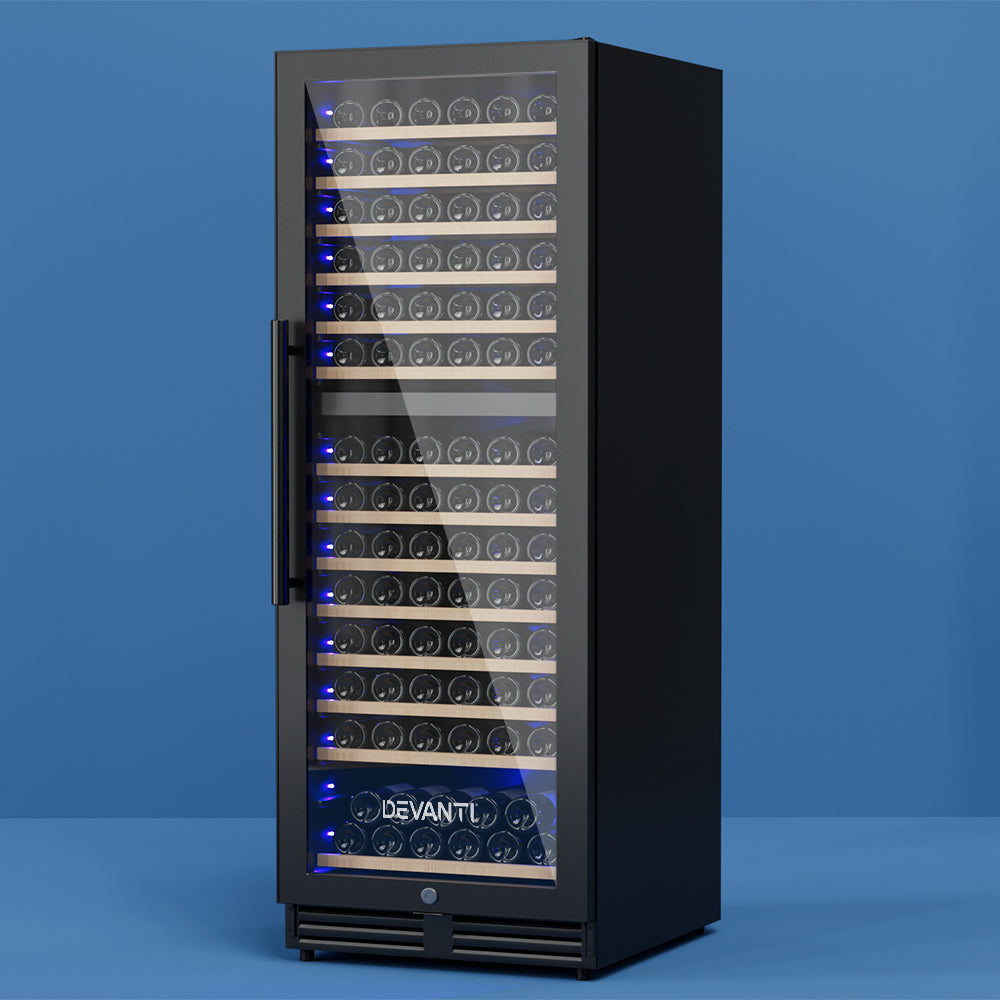 Devanti 154-Bottle Dual Zone Wine Fridge Black