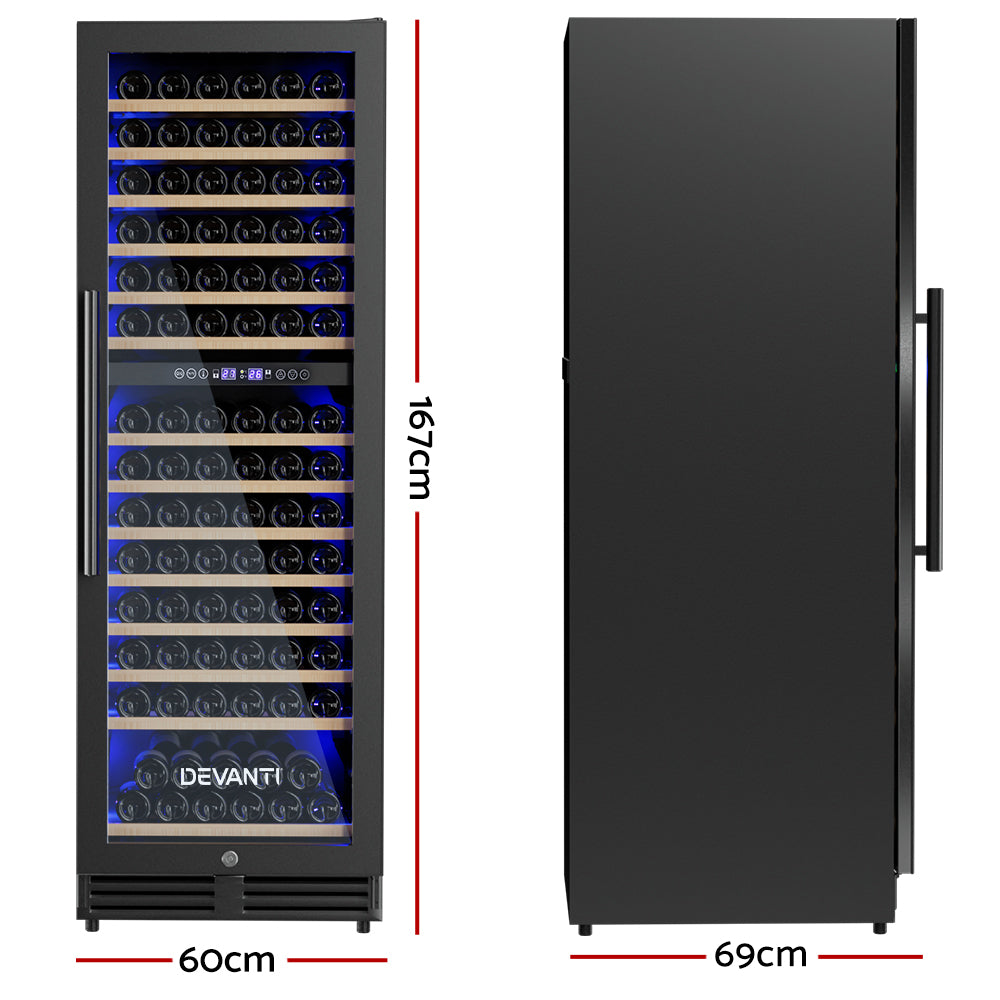 Devanti 154-Bottle Dual Zone Wine Fridge Black