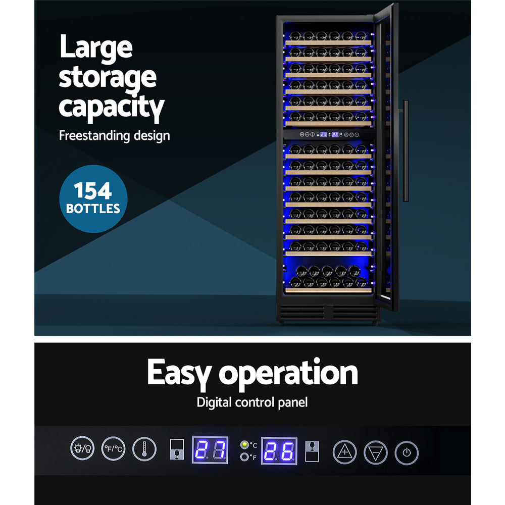 Devanti 154-Bottle Dual Zone Wine Fridge Black