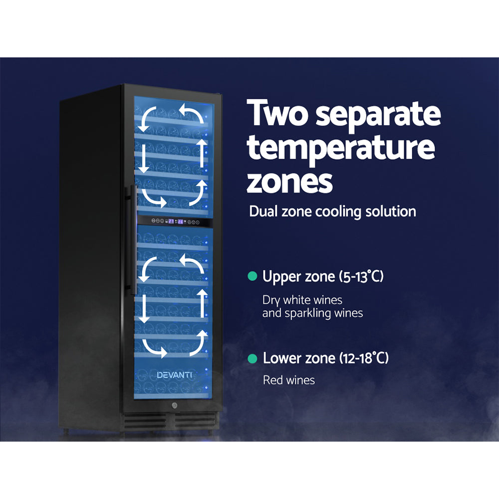 Devanti 154-Bottle Dual Zone Wine Fridge Black