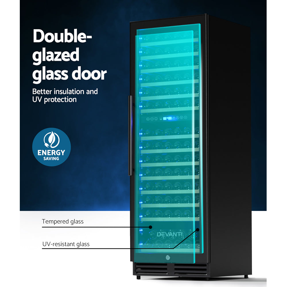 Devanti 154-Bottle Dual Zone Wine Fridge Black