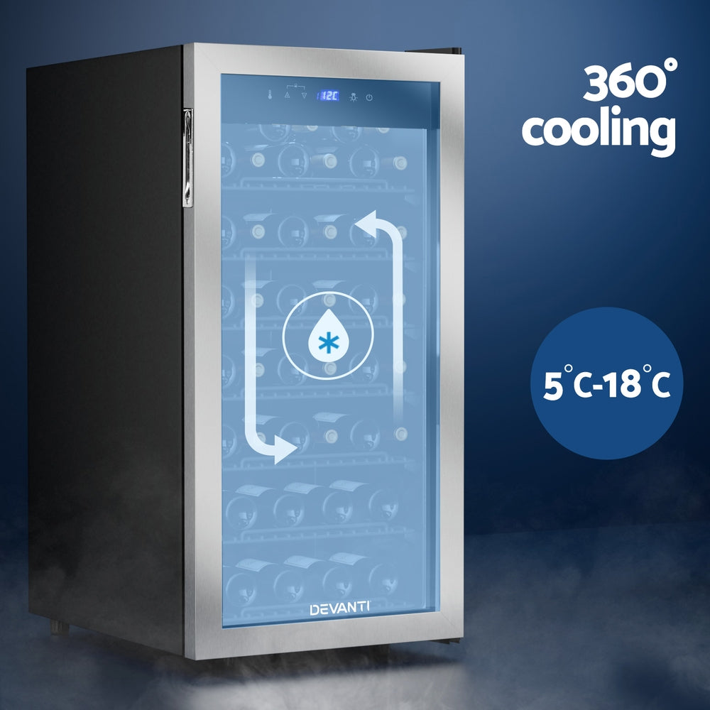 Devanti 42-Bottle Wine Fridge Cooler Black
