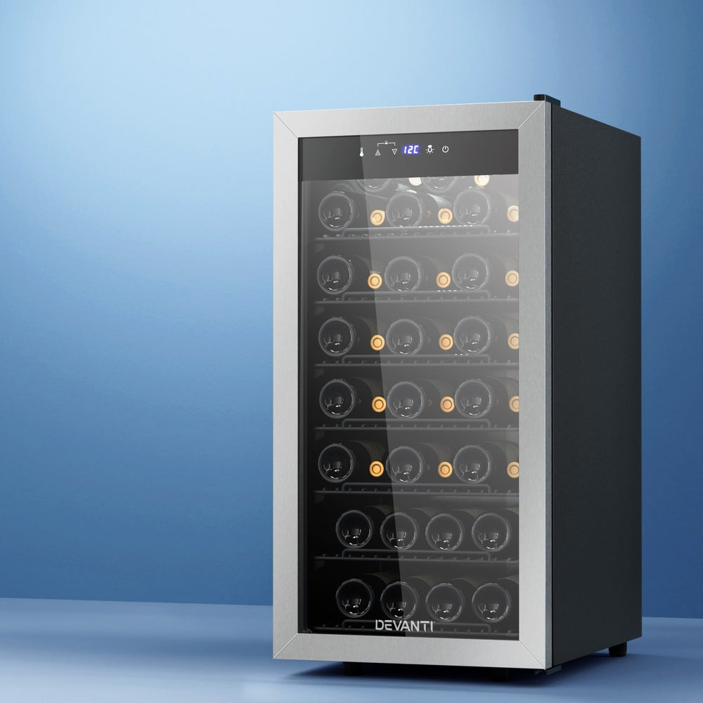Devanti 42-Bottle Wine Fridge Cooler Black