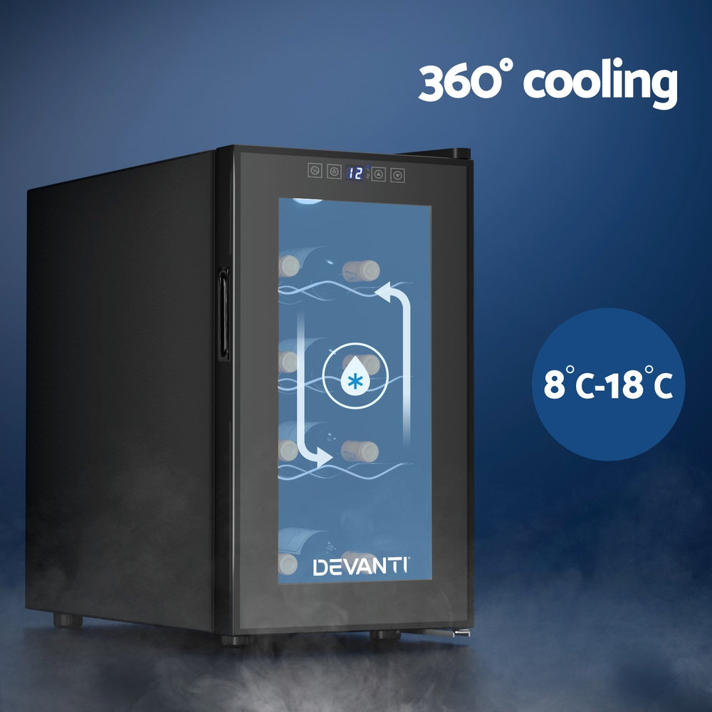 Devanti 8-Bottle Wine Fridge Cooler Black