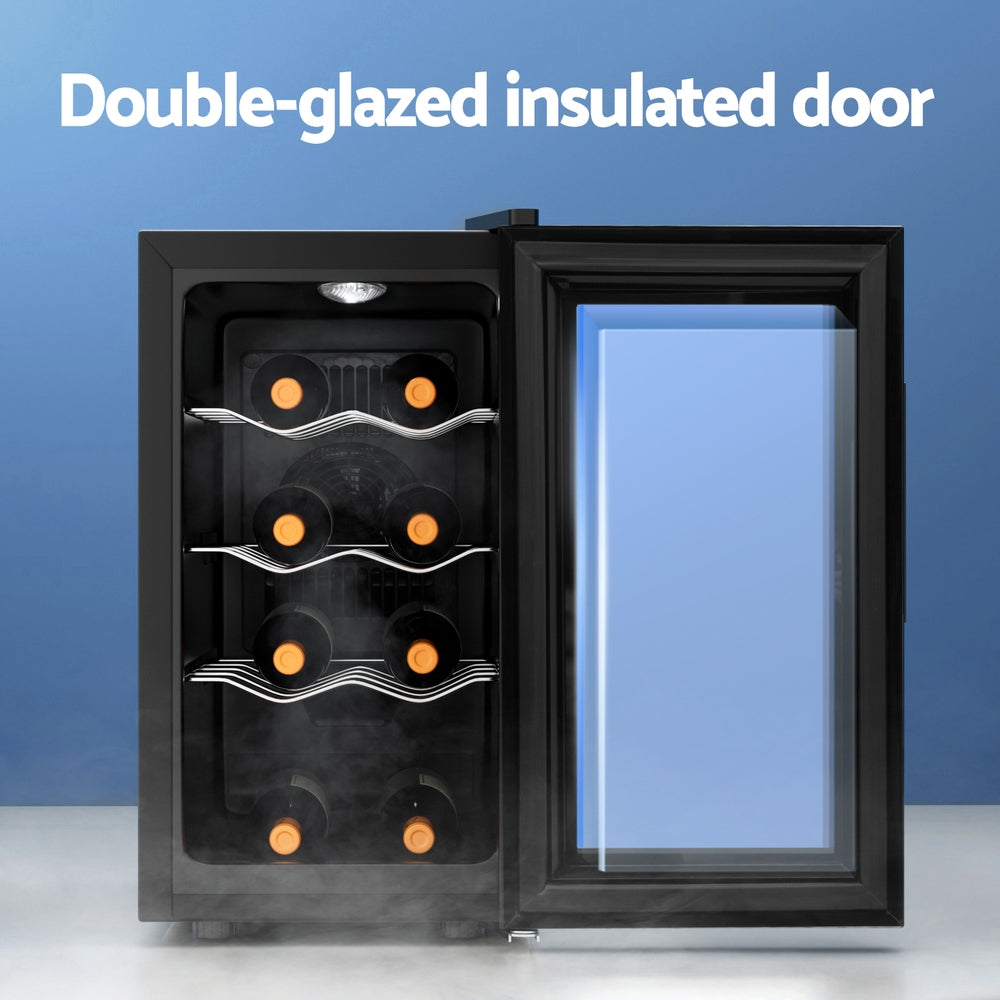 Devanti 8-Bottle Wine Fridge Cooler Black