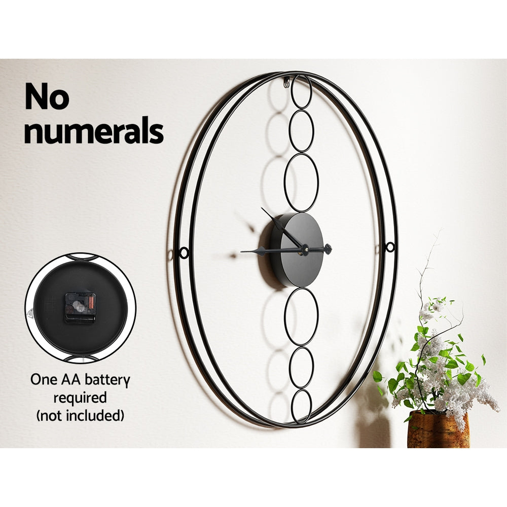 Artiss 75cm Round Wall Clock Black Minimalist Design