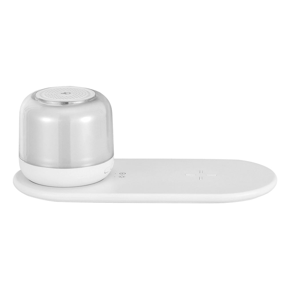 Devanti 3-in-1 Wireless Charger 15W Fast Charging RGB Light Bluetooth Speaker White